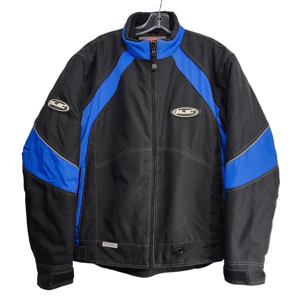 HJC XL Black Blue Padded Motorcycle Racing Jacket Biker Moto Sport Techwear Y2K